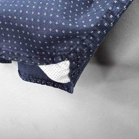 Moda Campia Button Up Shirt M Men Blue Long Sleeve Pocket Squares Pattern - Picture 4 of 6